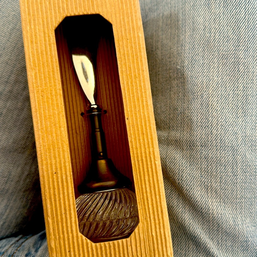Glass and Bronze cheese server utensil. NIB